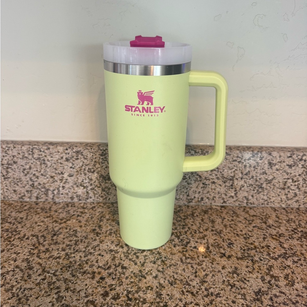 Stanley Neon Green Mug with Pink Logo